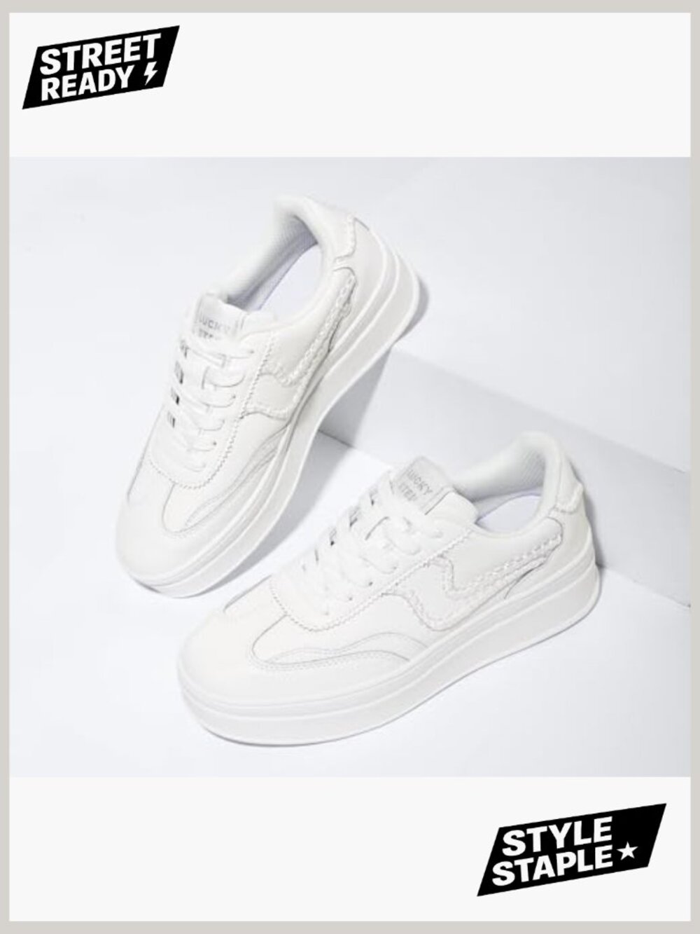 Platform Fashion Sneakers Thick Sole Faux Leather Suede Rubber Gum Sole Low Top - Picture 6 of 7